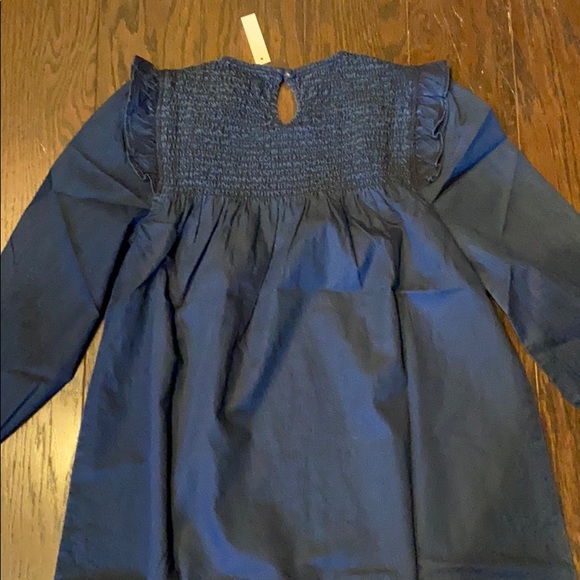 Madewell Indigo Ruffle-Neck Smocked Babydoll Dress - Picture 9 of 10